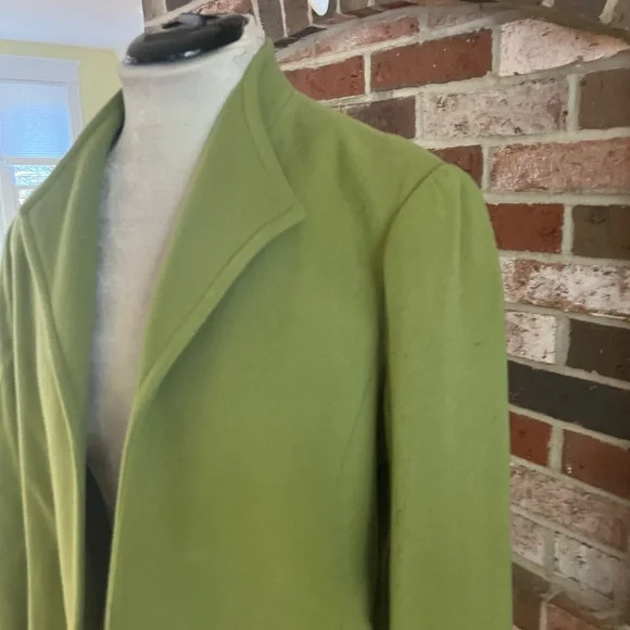 MAINBOCHER Green Cashmere Wool Vintage Open Jacket Size 10 - Picture 5 of 9